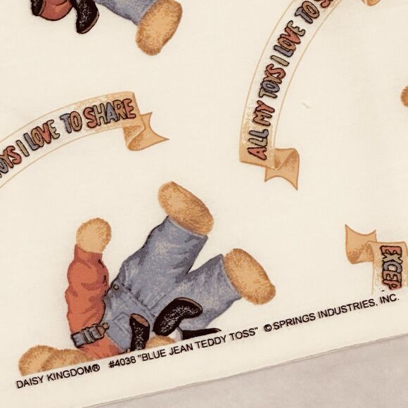 Vintage Daisy Kingdom Blue Jean Teddy Nursery Quilt Fabric Bundle Baby Toys - Picture 11 of 12